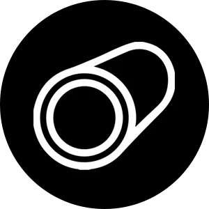 circulo redondo e preto com ícone de um prolongador branco